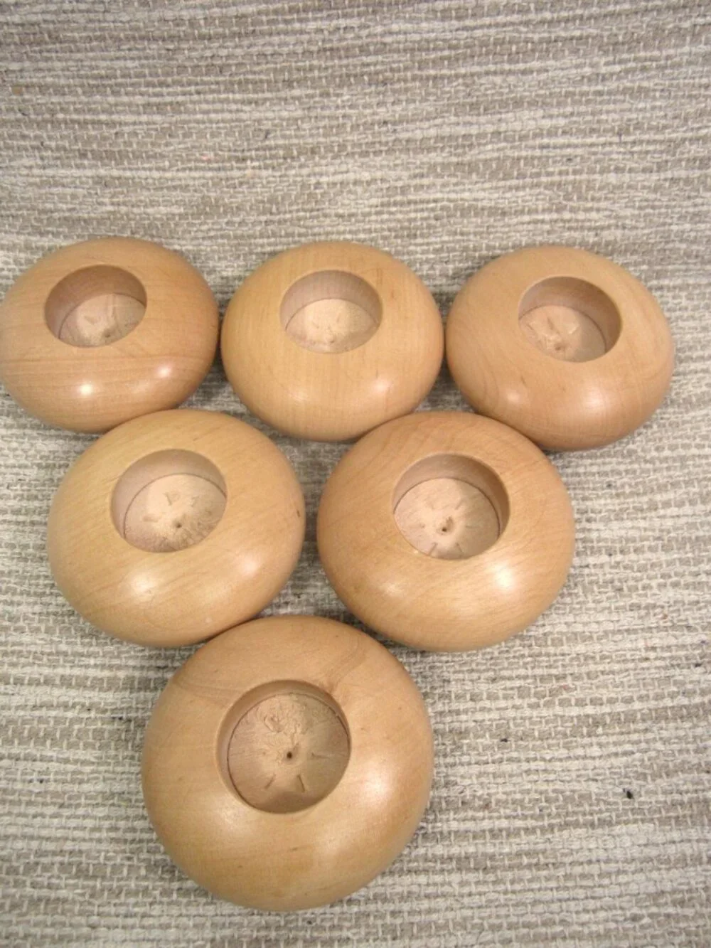 NEW Birch or Beech Wood Turned Tea Light Candle Holder Contemporary MCM Round